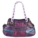 Schandra Faux Leather Color Block Shoulder Bag Chain Handle