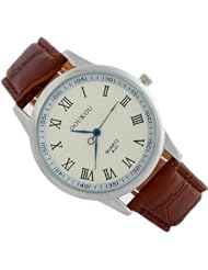 Sotijobs Women Easy Read Rome Number Analog Quartz Wrist Casual Sports Watch Coffee