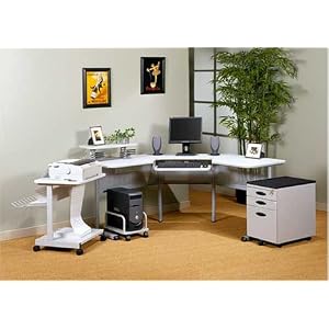 Gray Power Center III Corner Computer Desk