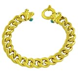 18 Karat Yellow Gold over Sterling Silver Turquoise Curb Bracelet (7.5 Inch)