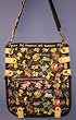 Designer Handbag - Puppy Love Design Messenger Bag (Dog Print Purse) Adjustable Strap - Black