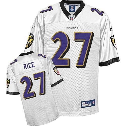 Ray Rice #27 White Baltimore Ravens Reebok NFL Premier All Stitched Replica Jersey - XX-LARGE