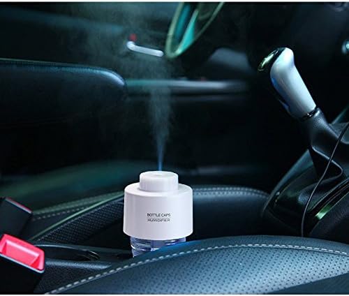 theGizmoMart Mini Portable Bottle Cap Cool Mist Ultrasonic Humidifier Air Purifier Diffuser with USB Cable (White)