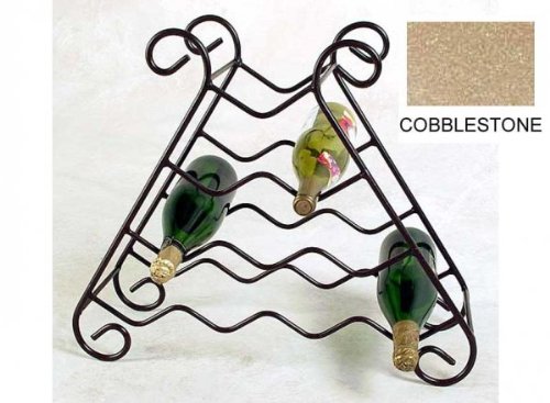 Cobblestone 10 Bottle Wrought Iron Wine Rack (Cobblestone) (20″H x 23″W x 8″D)