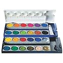 PELIKAN - Boîte de peintures opaques standard d'école 735/K24,24 couleurs, incl. 7,5 ml blanc opaque, adaptée aux formats,couvercle avec bacs de mélange, espace n