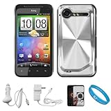 Silver Metallic Cosmo Wave Design Protective Snap-On Case Cover for HTC Dro ....