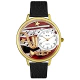 IMAGE OF Whimsical Watches Unisex G0510014 Wind Instruments Black Leather Watch