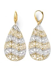 14k White and yellow gold Leslies Two tone Fancy Leverback Earrings