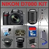 Nikon D7000 DSLR Camera Kit with 18-55mm f/3.5-5.6G VR AF-S DX Nikkor Lens + Nikon AF-S DX VR Zoom-Nikkor 55-200mm f/4-5.6G IF-ED Lens + Huge Accessories Package Including Wide Angle Macro Lens + Telephoto Lens + 16gb SDHC Memory Card + Hi-Speed SD Card Reader + 53'' Tripod + LCD / Lens Cleaner Kit + 3 Piece Lens Filter Kit + Carrying Case + Kit Nikon D7000 DSLR Camera Kit with 18-55mm f/3.5-5.6G VR AF-S DX Nikkor Lens + Nikon AF-S DX VR Zoom-Nikkor 55-200mm f/4-5.6G IF-ED Lens + Huge Accessories Package Including Wide Angle Macro Lens + Telephoto Lens + 16gb SDHC Memory Card + Hi-Speed SD Card Reader + 53'' Tripod + LCD / Lens Cleaner Kit + 3 Piece Lens Filter Kit + Carrying Case + Kit