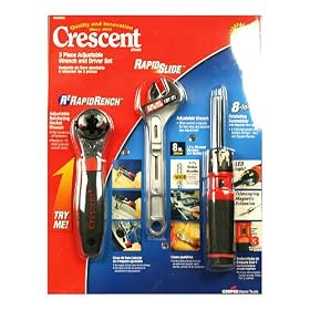 Crescent 3 Piece Adustable Wrench & Driver Set LED Light