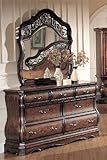 IMAGE OF YT Furniture Shevon Dresser w/ Marble Top with Optional Mirror (Honey Walnut)