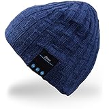 Mydeal Washable Winter Unisex Hat Bluetooth Beanie Short Skully Cap with Bluetooth Stereo Headphones Mic Hands Free Rechargeable Battery for Mobile Phones,iPhone, iPad, Android,Laptops,Tablets - Blue