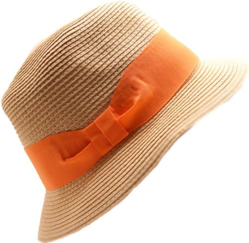 August Accessories Toppers Lg Fedora / Trilby Hat Orange Ribbon