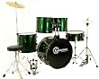 New Metallic Green Drum Set Full Size 5-Piece Kit with Cymbals Stands Throne and Sticks