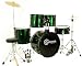 New Metallic Green Drum Set Full Size 5-Piece Kit with Cymbals Stands Throne and Sticks