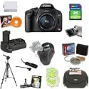 Canon EOS Digital Rebel T1i 12MP Digital SLR Camera with EF-S 18-55mm f/3.5-5.6 IS Lens (Black) + Opteka Vertical Battery Grip & 4GB Pro Accessory Kit