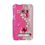 Luxury Pearl Pink With Full Rhinestones Hard Protector Case Cover For HTC S ....