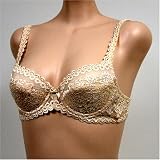 Jasmin $17 CREAM SATIN FLORAL Bra #2575 sz 34AA