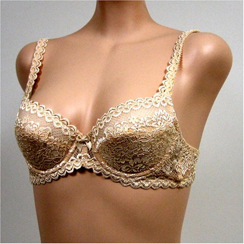 Jasmin $17 CREAM SATIN FLORAL Bra #2575 sz 34AA