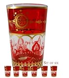 Moroccan Tea Glasses - Touareg Red Style (Set of 6)