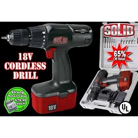 18v Cordless Drill Set with Case by SOLID