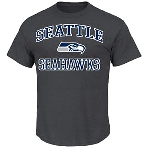 NFL Hear & Soul Seattle Seahawks Basic Tee, Charcoal Hearther, Charcoal heather, Large