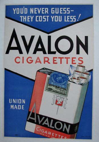 1930's Art Deco Avalon Cigarettes Vintage Tobacco Antique Advertising Poster