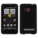 GTMax Durable Soft Rubber Silicone Skin Cover Case - Black for Sprint HTC EVO 4G CDMA Cell Phone