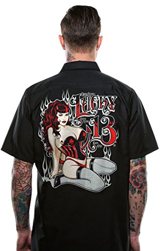 Lucky 13 Miss Fire Pinup Girl Work Shirt