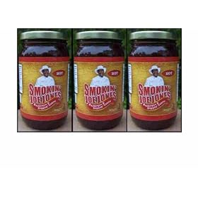 HOT BBQ Sauce by Smokin' Joe Jones Hot Flavor 3-Pack of 18oz. net weight glass jars. Cayenne and black pepper added to really heat it up. No Habanero or Jalapeno peppers used, so this sauce won't burn your lips. No preservatives, 0 fats, and 0 cholesterol. No brown sugar means this sauce won't burn on the grill.