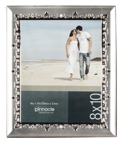 Pinnacle Frames Matte Silver Frame with Scroll Design, 8 inch by 10 inch