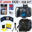 Canon PowerShot SX20IS 12.1MP Digital Camera + 4GB Accessory Kit