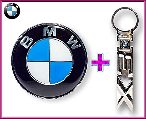 BMW 82MM CARBON (blue) FIBER FRONT HOOD EMBLEM + BMW X3 logo key chain