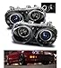 SPPC Projector Headlights Black Assembly Set Halo For Acura Integra - (Pair) Driver Left and Passenger Right Side Replacement Headlamp