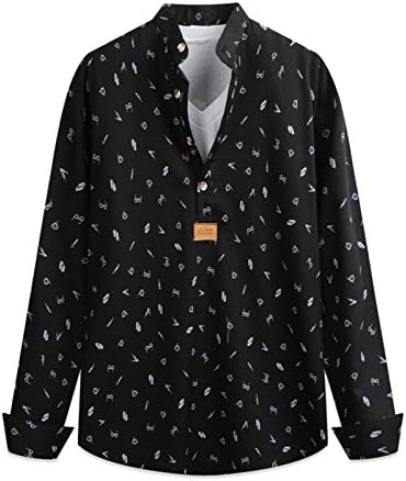 Men's Premium Hand painting Henly neck Cotton Dress Casual Shirts (Small, Black)