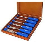 Footprint 87 Series 127463 Set of 6 Blue Poly Handle Chisels in Wooden Box