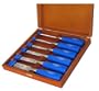 Footprint 87 Series 127463 Set of 6 Blue Poly Handle Chisels in Wooden Box