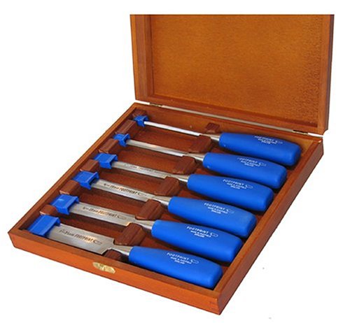 Footprint 87 Series 127463 Set of 6 Blue Poly Handle Chisels in Wooden Box