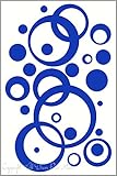 Wall Decor Plus More WDPM191 Wall Vinyl Sticker Decal Circles and Rings, Traffic Blue, 25-Piece