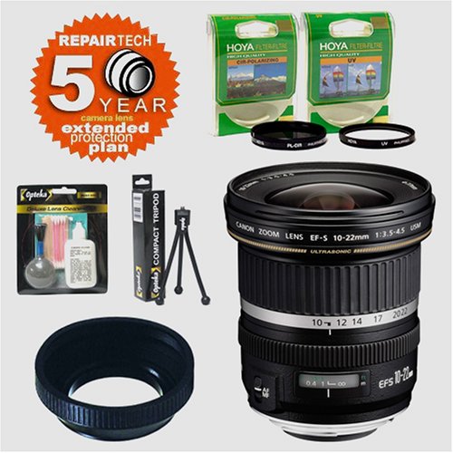 Canon EF-S 10-22mm f/3.5-4.5 USM AF Zoom Super Wide Angle Lens & 6 Year Warranty & Filters & Accessory Kit