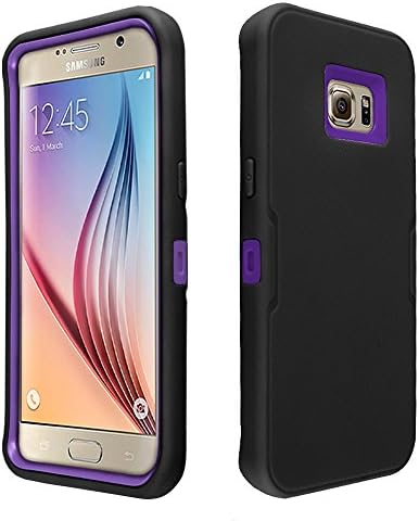S6 Edge Plus Case, Heavy Duty Galaxy S6 Edge Plus G9280 Defender Case, CQSTORE(TM)Shock Proof- Premium Hybrid Dual Layer Armor Case Cover For Samsung Galaxy S6 Edge Plus (Black+ Purple)