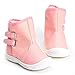 Enteer Infant Baby Girls' Soft Rubber Sole Anti-Slip Warm Winter Prewalker Leather Toddler Boots (7-12 Months, pink)