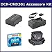 Sony DCR-DVD301 Camcorder Accessory Kit includes: SDM-101 Charger, SDNPFM50 Battery, ST80 Case, 638002 Tape/ Media