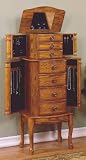 Jewelry : Powell Woodland Oak" Jewelry Armoire 604-315 (Oak) (40"H x 11"W x 16"D)