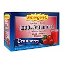 Emergen-C Vitamin C Fizzy Drink Mix, 1000 mg, Cranberry, 0.3-Ounce Packets in 30-Count Boxes