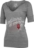 Indiana Hoosiers Women's Heather Grey Half Sleeve Tri-Blend Hooded Sweatshirt