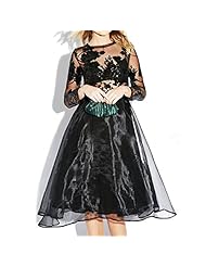 Polyester Spring 2015 Sequined Sheer Bubble Dress Floral Print  Dress