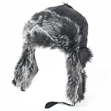 New L/XL New Winter Ski Fur Trooper Trapper Hunter Hat Black with Black Gray Fur