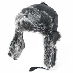 New Winter Faux Fur Pilot Trapper Trooper Ski Hat Black Large Extra Large