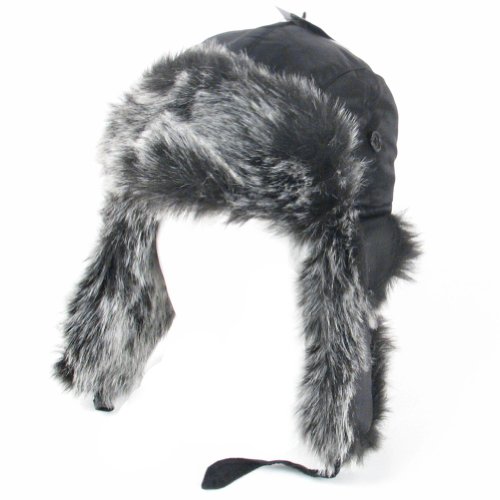 New Winter Faux Fur Pilot Trapper Trooper Ski Hat Black Medium Large